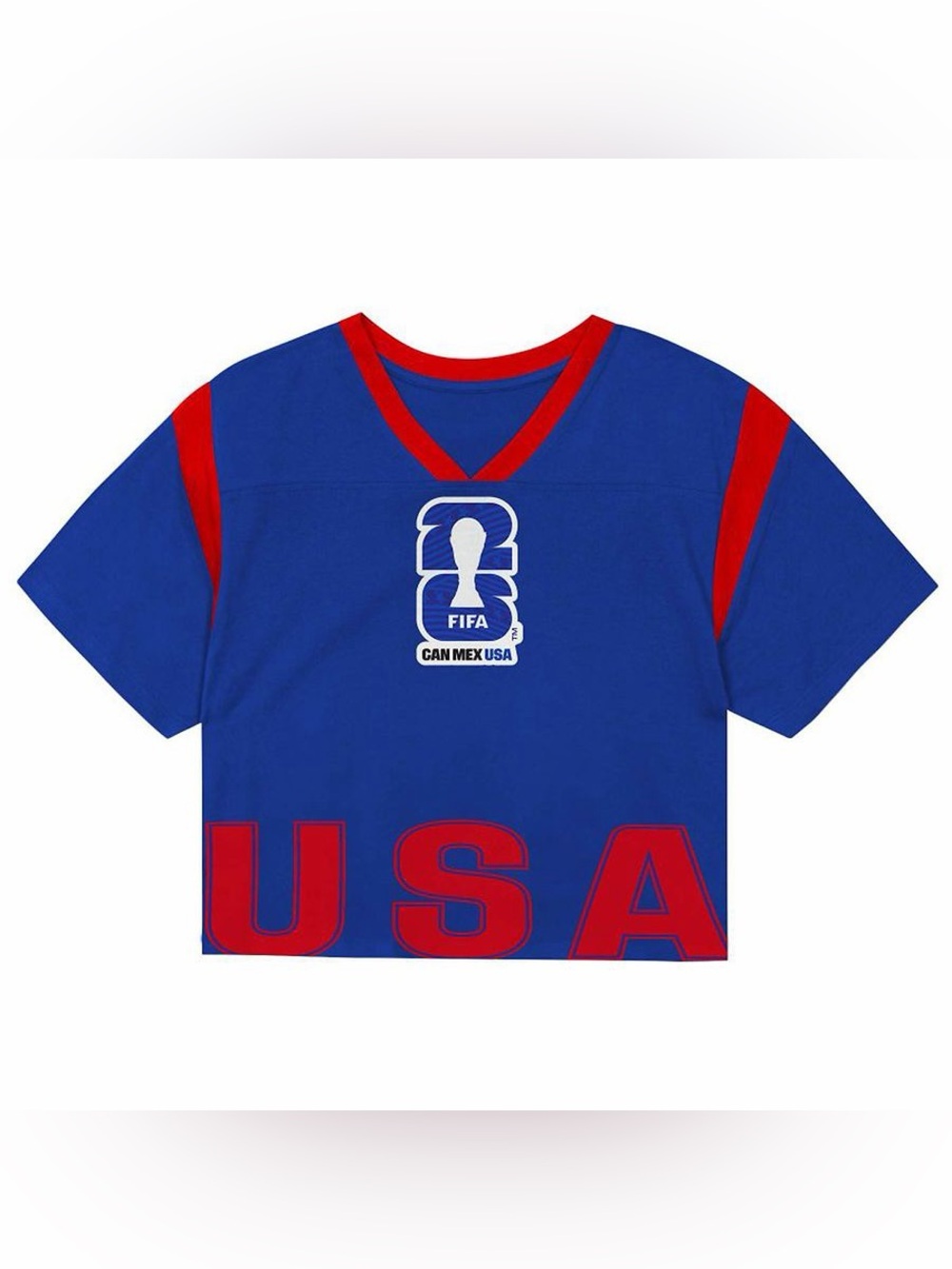 USA Soccer World Cup Women's USA Cropped Tee, Blue & Red, Size M